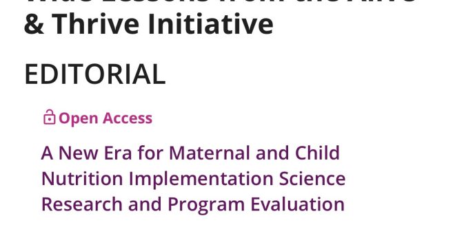 A New Era for Maternal and Child Nutrition Implementation Science Research and Program Evaluation